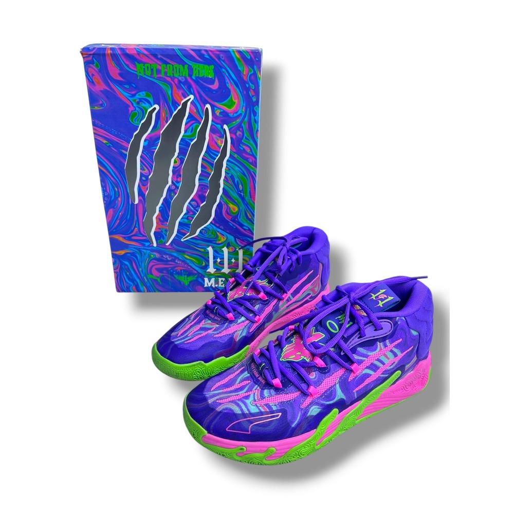 Puma MB.03 Toxic Mens 9 Purple Green‎ Pink LaMelo Ball Basketball Shoes